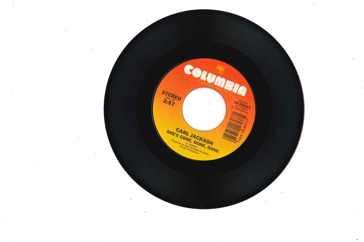 7inch Record CARL JACKSON - She s Gone, Gone, Gone 3804647 COLUMBIA 1984 US Country Used
7inch Record CARL JACKSON - She s Gone, Gone, Gone 3804647 COLUMBIA 1984 US Country Used