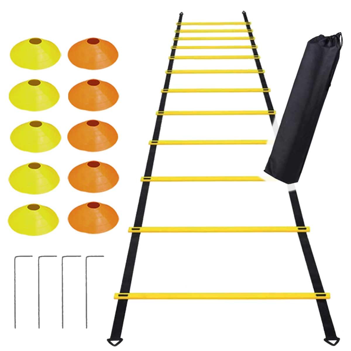 USK STORE Ladder Training Marker Cone Set (10 pieces) with Storage Bag, 6m Ladder Training for Self-Training, Soccer, Baseball, Basketball, Tennis, an
USK STORE Ladder Training Marker Cone Set (10 pieces) with Storage Bag, 6m Ladder Training for Self-Training, Soccer, Baseball, Basketball, Tennis, an