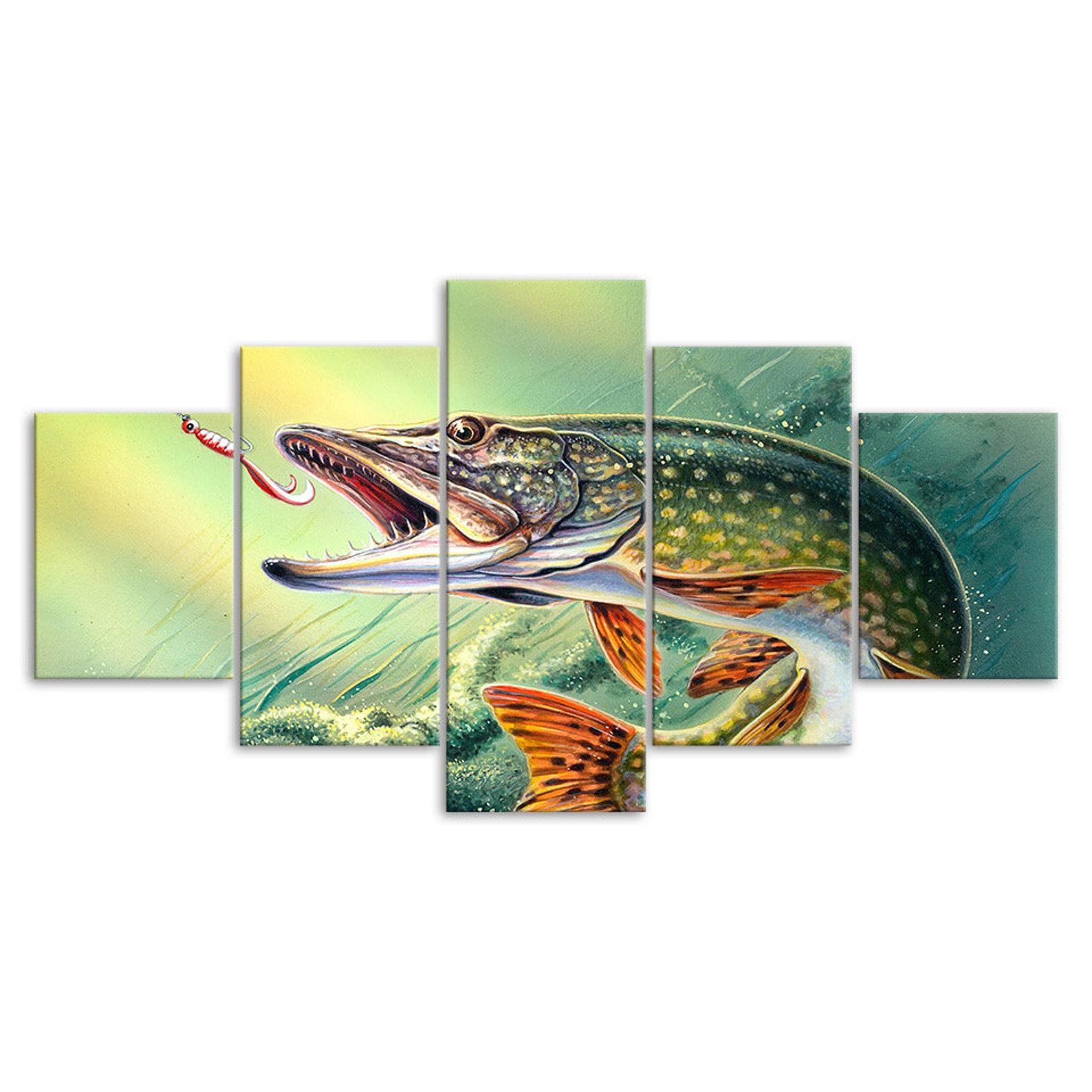 Pike Fish Painting 5 Piece Five Panel Wall Canvas Print Modern Art Poster Picture Home Decor Gift For Him For Her 20X35 20X45 20X55CM
Pike Fish Painting 5 Piece Five Panel Wall Canvas Print Modern Art Poster Picture Home Decor Gift For Him For Her 20X35 20X45 20X55CM