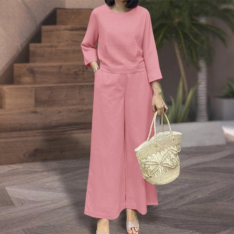 ZANZEA Женские повседневные комплекты из блузки и брюк с рукавом 3/4 из двух предметов розовый
ZANZEA Женские повседневные комплекты из блузки и брюк с рукавом 3/4 из двух предметов розовый