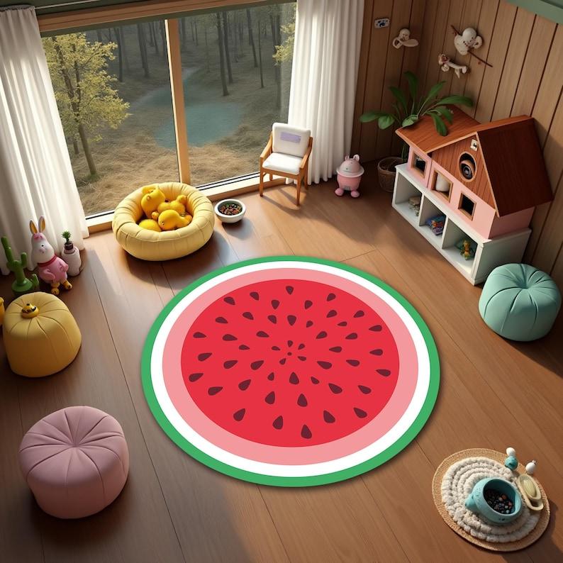 Cute Watermelon Fruit Round Rug, Nursery Baby Room Play Mat, Non-Slip Kids Playroom Carpet, Shower Decor Gift for Children Decor Diameter 100cm
Cute Watermelon Fruit Round Rug, Nursery Baby Room Play Mat, Non-Slip Kids Playroom Carpet, Shower Decor Gift for Children Decor Diameter 100cm