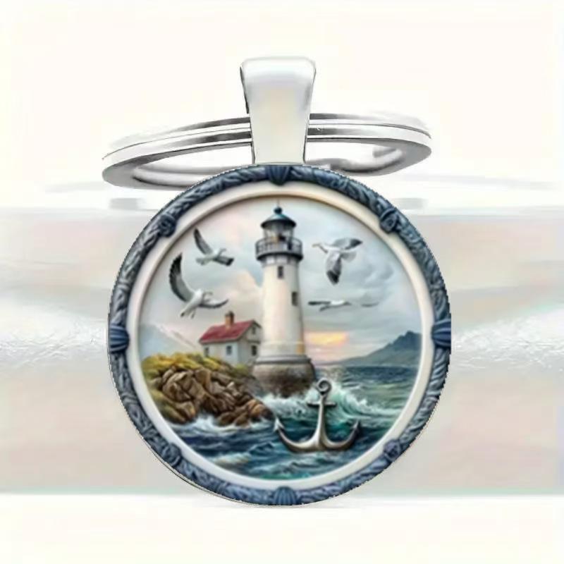 Round Alloy Keychain Pendant with Lighthouse and Seagull Print Metal Key Ring for Bags Backpacks Keys Accessories One Size
Round Alloy Keychain Pendant with Lighthouse and Seagull Print Metal Key Ring for Bags Backpacks Keys Accessories One Size