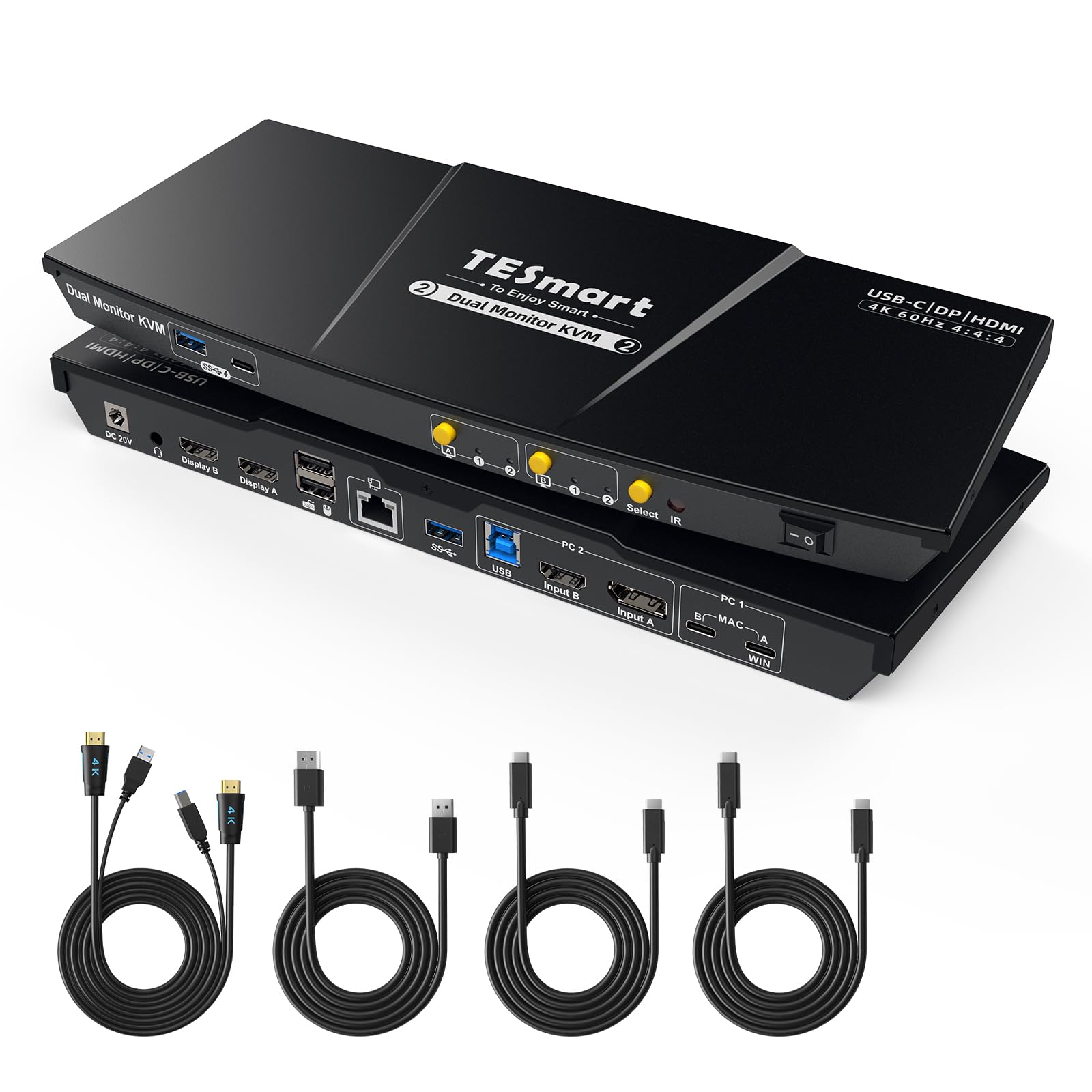 KVM-перемикач TESmart 2 монітори 2 комп’ютери USB KVM док-станція для ноутбуків Підтримує ноутбук Gigabit Hotkey Вхідний кабель USB-C MST&EDID
KVM-перемикач TESmart 2 монітори 2 комп’ютери USB KVM док-станція для ноутбуків Підтримує ноутбук Gigabit Hotkey Вхідний кабель USB-C MST&EDID