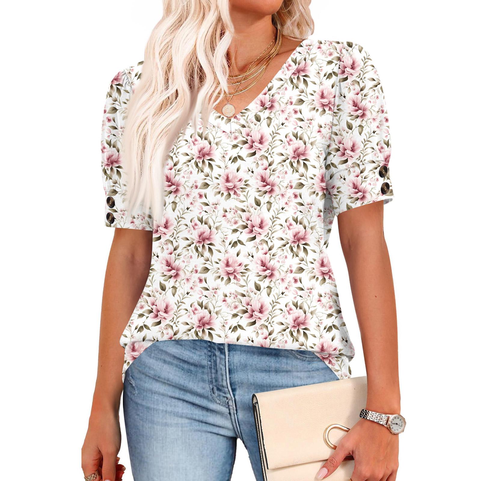 Womens Tops Short Sleeve Shirts Buttons V Neck Fashion Outfits Blouses Casual XXL
Womens Tops Short Sleeve Shirts Buttons V Neck Fashion Outfits Blouses Casual XXL