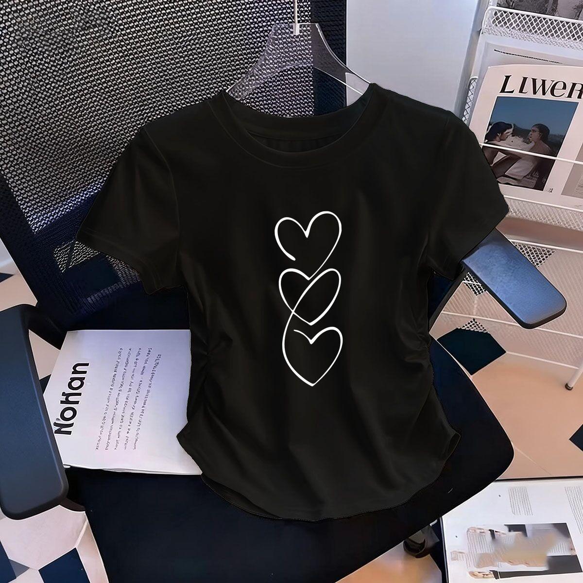 Womens WaistDefining Elastic T Shirt Soft Heart Shape printed Short Sleeve Round Neck top tee Casual Cute tshirts XL
Womens WaistDefining Elastic T Shirt Soft Heart Shape printed Short Sleeve Round Neck top tee Casual Cute tshirts XL