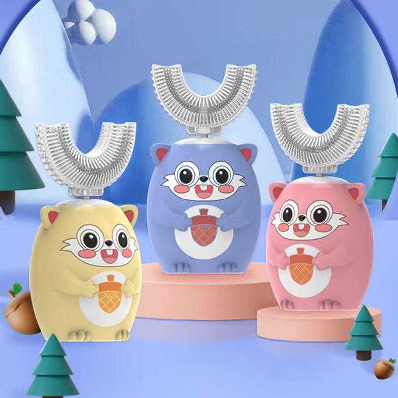 Детская U-образная звуковая электрическая зубная щетка с зарядкой через USB для детей с мультяшным рисунком, умная зубная щетка с поворотом на 360 градусов, с синим светом IPX7 
Детская U-образная звуковая электрическая зубная щетка с зарядкой через USB для детей с мультяшным рисунком, умная зубная щетка с поворотом на 360 градусов, с синим светом IPX7