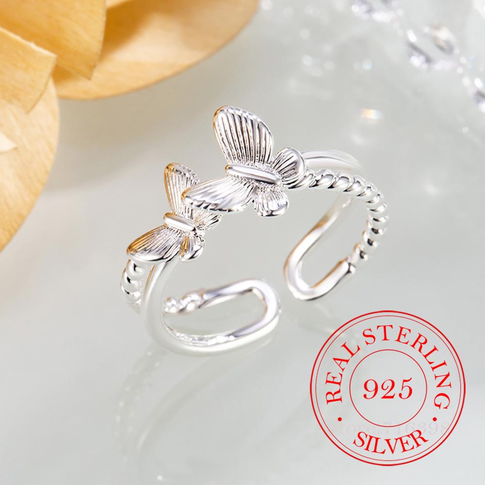 Korean 925 Sterling Silver Sweet Butterfly Finger Rings for Women Adjustable 925 Silver Wedding Party Jewelry Gift One Size
Korean 925 Sterling Silver Sweet Butterfly Finger Rings for Women Adjustable 925 Silver Wedding Party Jewelry Gift One Size