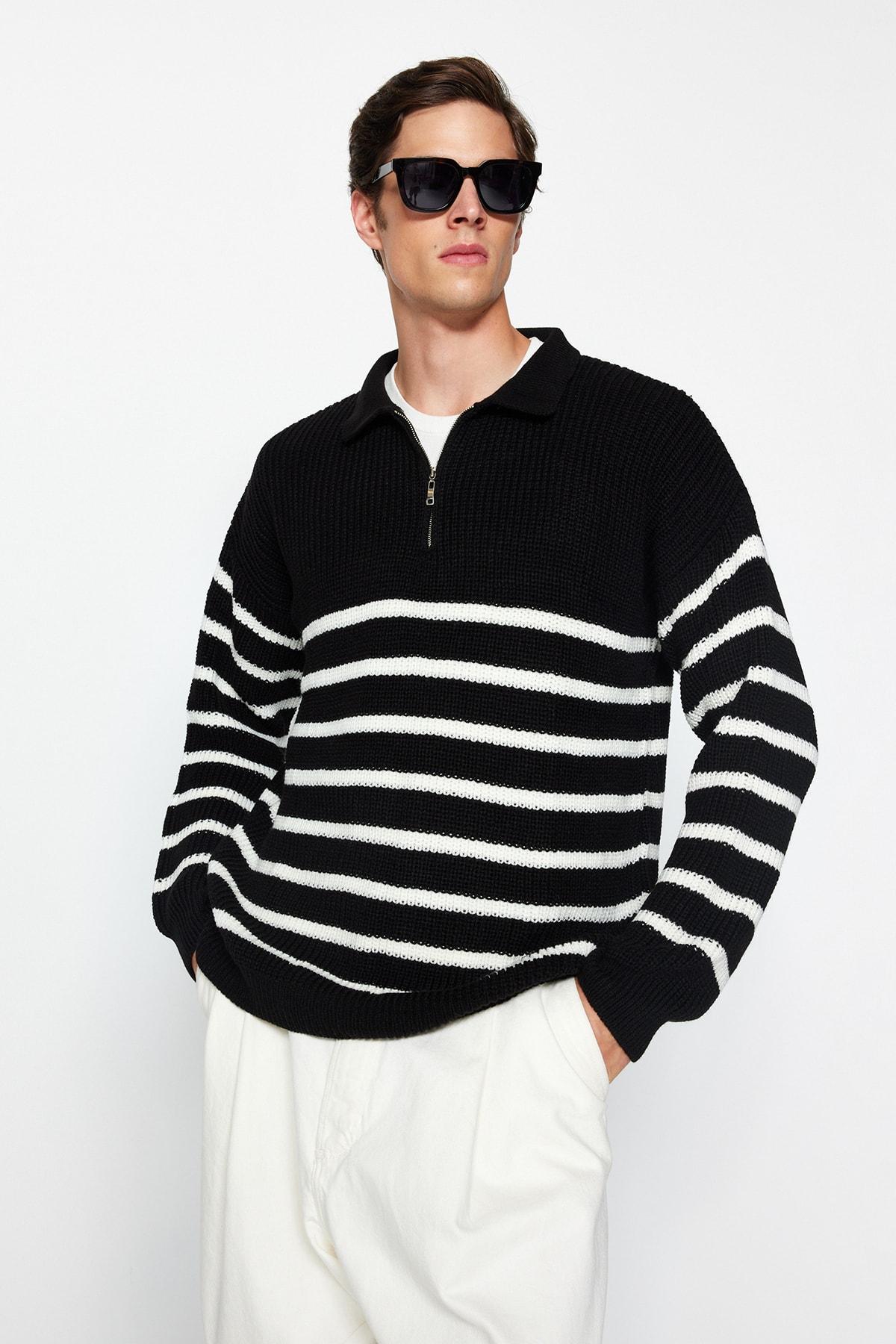 Men s Fashion New Sweater Black Oversize Fit Wide Fit Polo Neck Striped Knitwear Sweater L чорний
Men s Fashion New Sweater Black Oversize Fit Wide Fit Polo Neck Striped Knitwear Sweater L чорний
