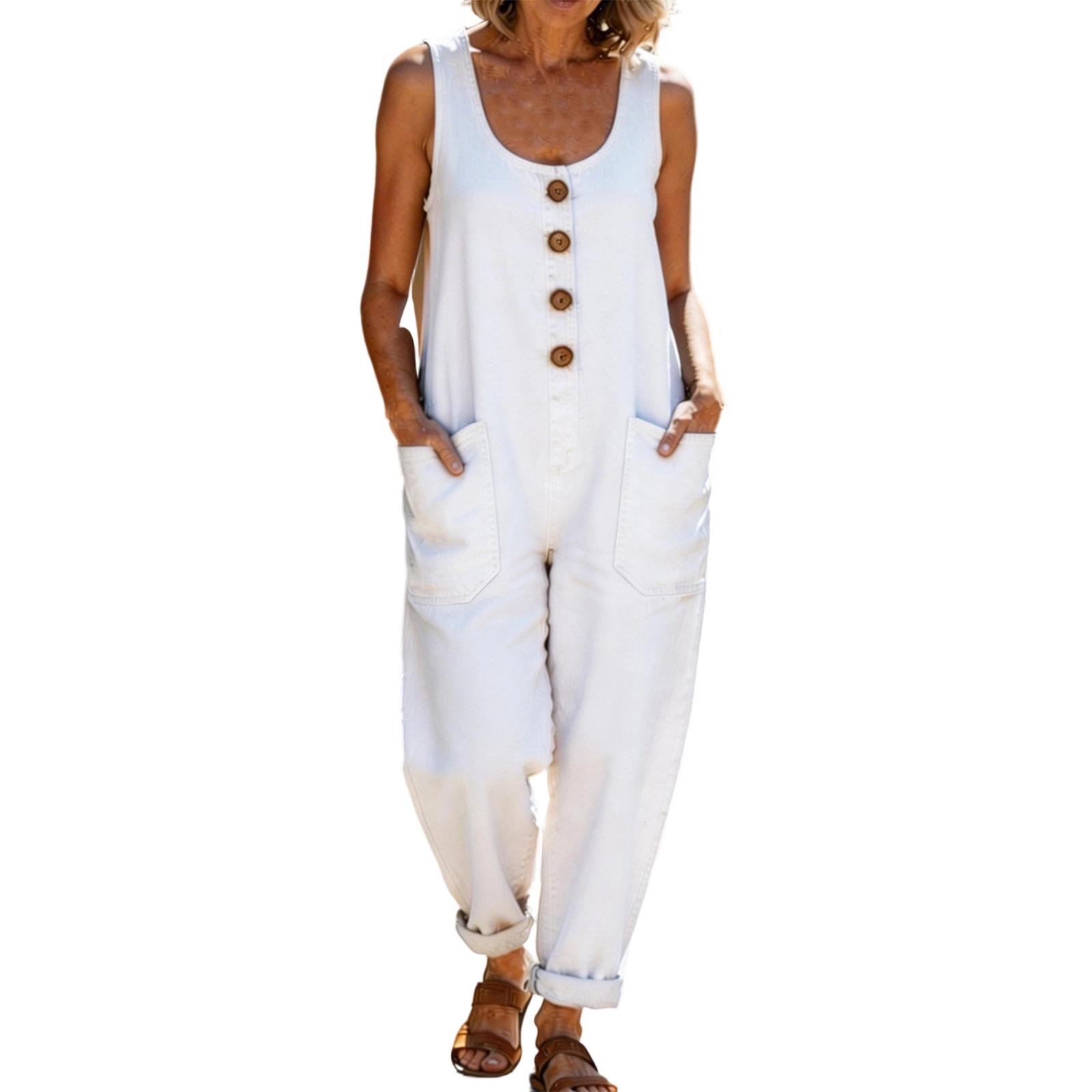 Ladies Casual Sleeveless Loose Pocket Overalls Jumpsuit XL білий
Ladies Casual Sleeveless Loose Pocket Overalls Jumpsuit XL білий