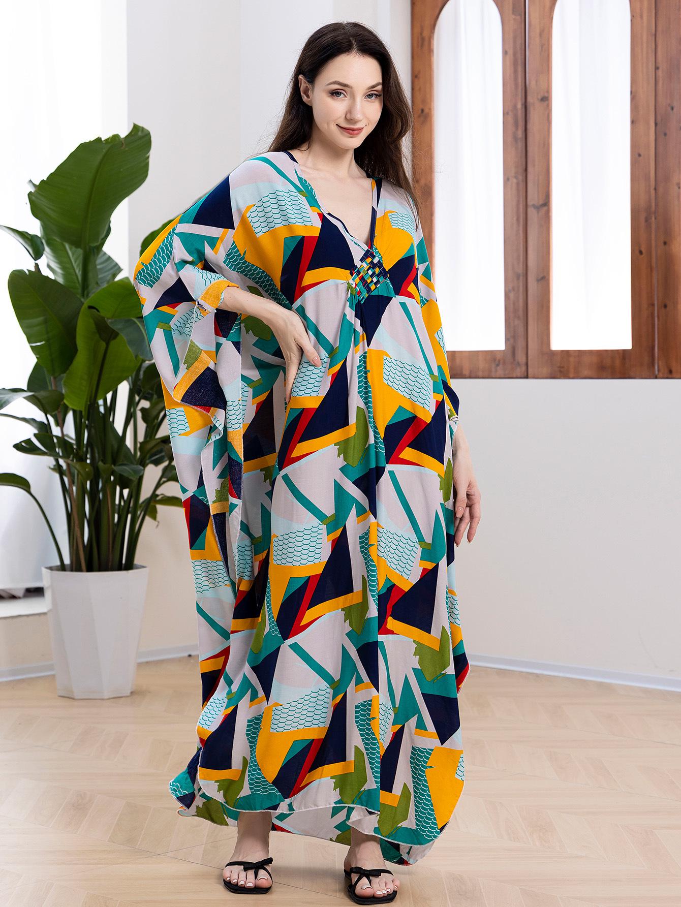 Пляжное платье-накидка из вискозы с геометрическим принтом больших размеров One Size
Пляжное платье-накидка из вискозы с геометрическим принтом больших размеров One Size