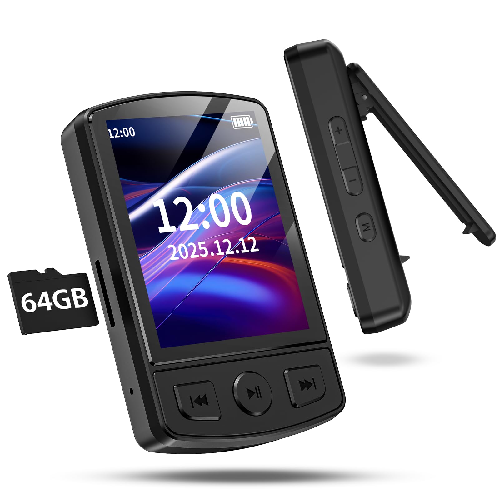 GOHHME MP3 Player with Stable Bluetooth 5.2 Connection, Ultra-Lightweight (34g), Clip-on Design, Built-in Speaker, 64GB Micro SD Card Included (Suppor
GOHHME MP3 Player with Stable Bluetooth 5.2 Connection, Ultra-Lightweight (34g), Clip-on Design, Built-in Speaker, 64GB Micro SD Card Included (Suppor