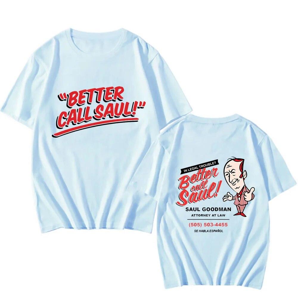 Better Call Saul Tshirts Unisex/women Aldult Handsome Double Sided Printing T-shirts 100% Cotton T Shirts Four Seasons Short Sleeve
Better Call Saul Tshirts Unisex/women Aldult Handsome Double Sided Printing T-shirts 100% Cotton T Shirts Four Seasons Short Sleeve