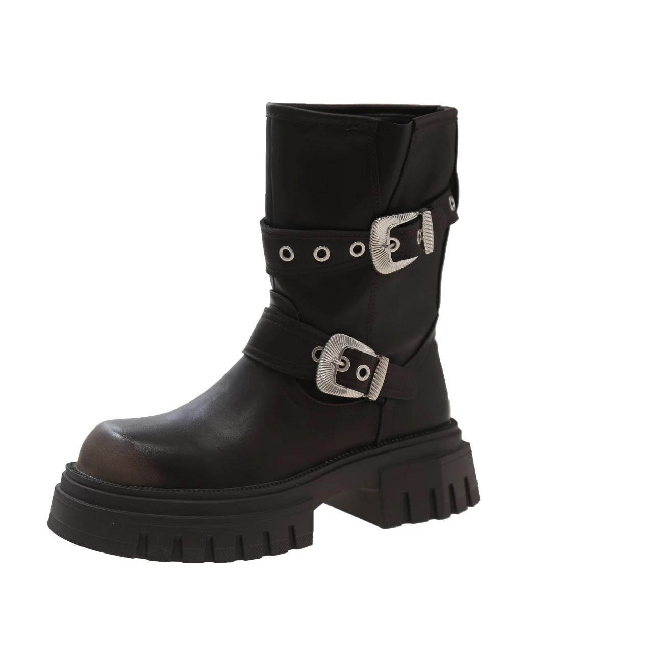 Women s Retro Punk Style Chunky Heel Boots Autumn Winter Buckle Comfortable Walking Boots Non Slip Thick Sole Biker Boots 39
Women s Retro Punk Style Chunky Heel Boots Autumn Winter Buckle Comfortable Walking Boots Non Slip Thick Sole Biker Boots 39