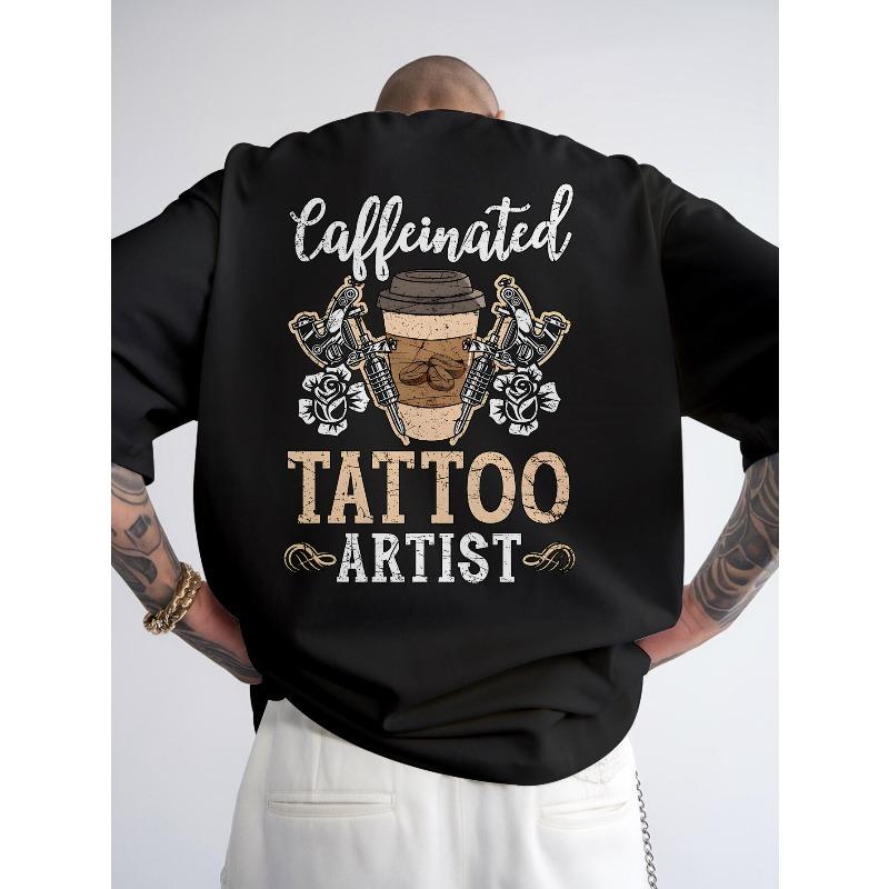 European sizes Men S Tattoo Artist Graphic T-Shirt - Tee with Coffee Cup Design Funny Gift for Men, Casual Wear, Round Neckline, Breathable Top 4XL чорний
European sizes Men S Tattoo Artist Graphic T-Shirt - Tee with Coffee Cup Design Funny Gift for Men, Casual Wear, Round Neckline, Breathable Top 4XL чорний