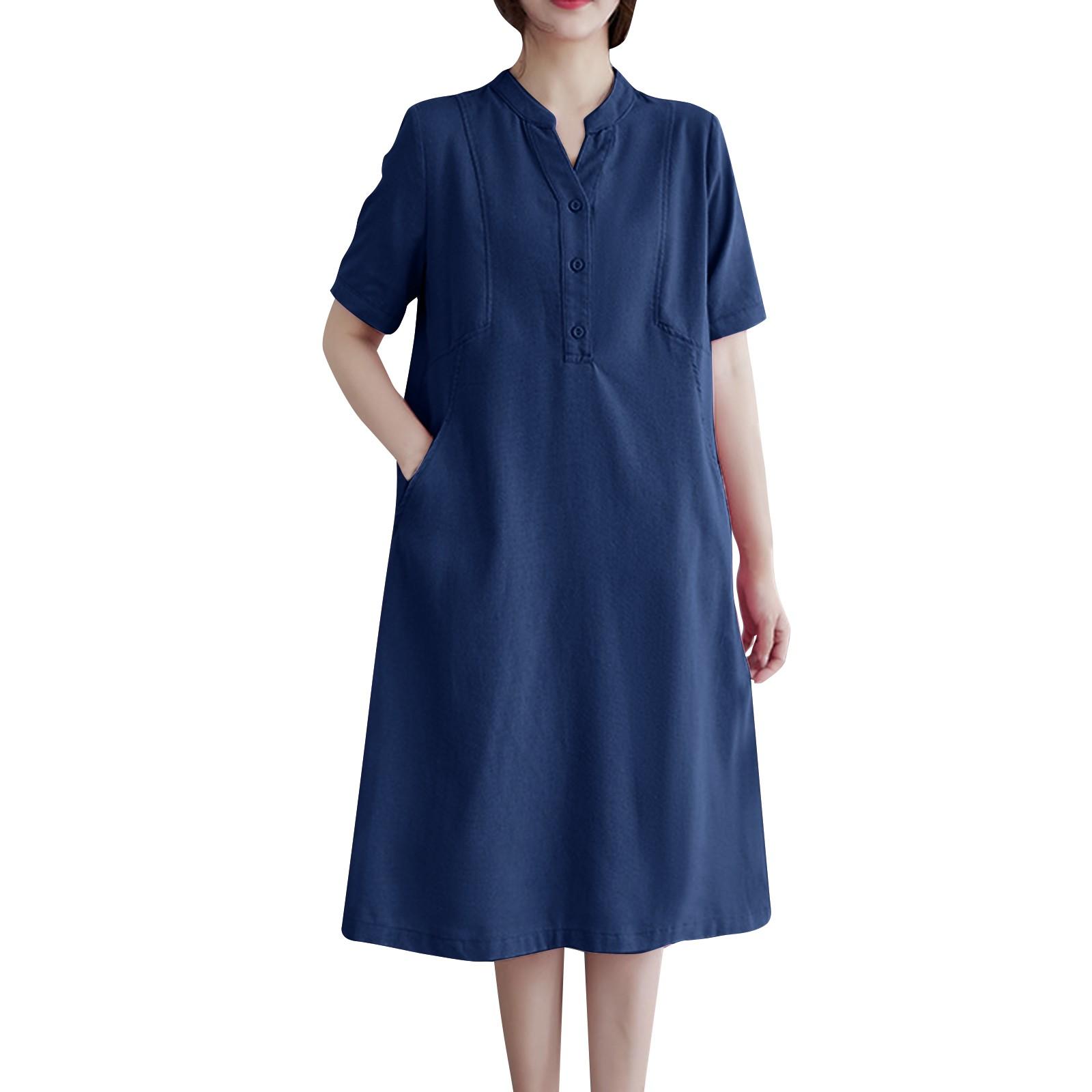 Женское платье летнее новое литературное свободное однотонное хлопковое льняное платье с V-образным вырезом и короткими рукавами средней длины M тёмно-синий
Женское платье летнее новое литературное свободное однотонное хлопковое льняное платье с V-образным вырезом и короткими рукавами средней длины M тёмно-синий