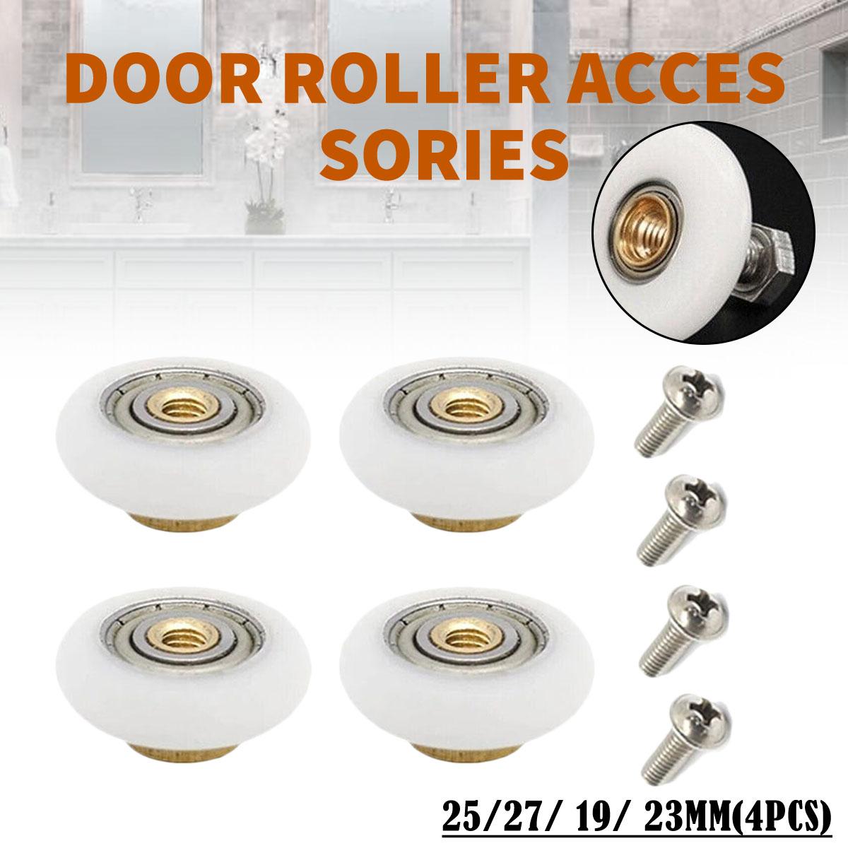 PDTO 4PCS Shower Room Pulley Bathroom Sliding Glass Door Wheels Nylon Copper Roller