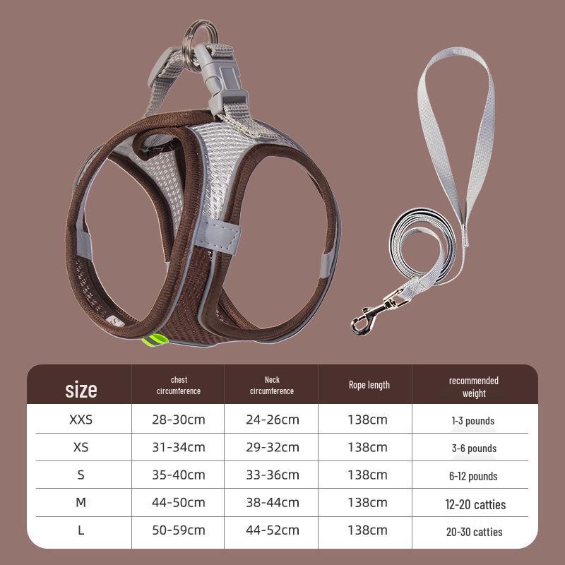 Reflective Breathable Pet Harness & Leash for Dogs & Cats Large серый/кофейный
Reflective Breathable Pet Harness & Leash for Dogs & Cats Large серый/кофейный