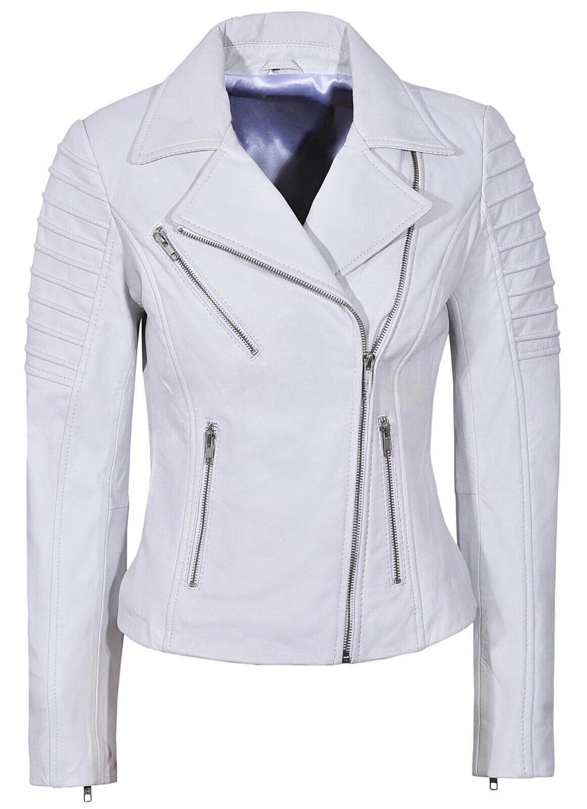 New Women Jacket White Leather Lambskin Handmade Stylish Casual Motorcycle Fancy 3XL білий
New Women Jacket White Leather Lambskin Handmade Stylish Casual Motorcycle Fancy 3XL білий
