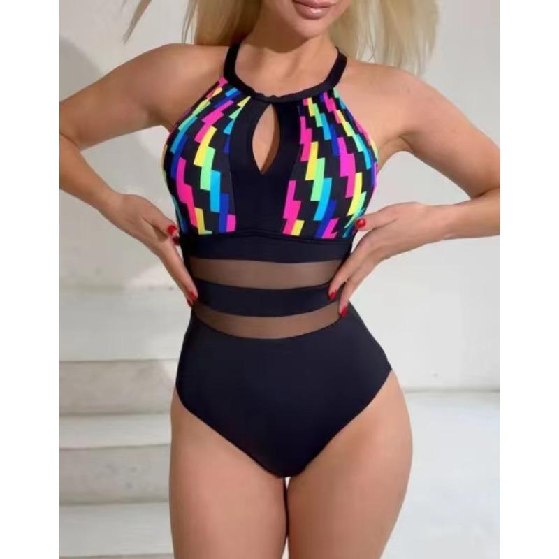 New sexy fashion turtleneck neck-hanging striped one-piece swimsuit for women XXL різнокольоровий
New sexy fashion turtleneck neck-hanging striped one-piece swimsuit for women XXL різнокольоровий