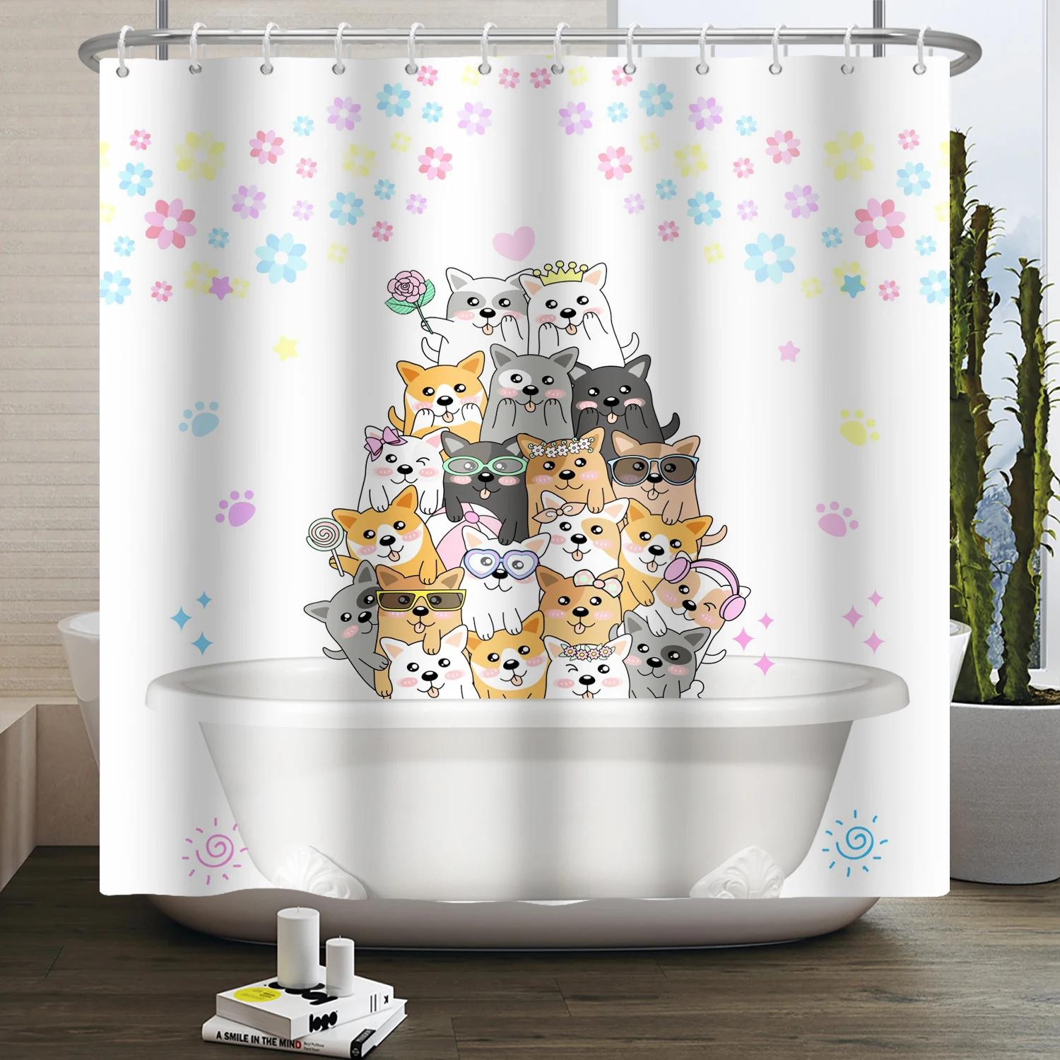 Мультяшна шторка для душу з котиком, смішна тварина, милий кіт, собака, дитячий принт, водонепроникна, для ванної кімнати, шторки для душу, прикраса з гачками 90xH180cm
Мультяшна шторка для душу з котиком, смішна тварина, милий кіт, собака, дитячий принт, водонепроникна, для ванної кімнати, шторки для душу, прикраса з гачками 90xH180cm