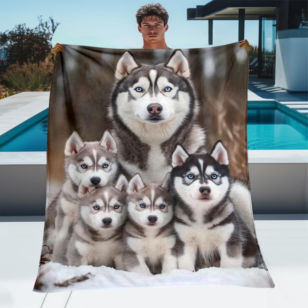 Husky Family Chiffon Blanket, Lightweight Portable Throw for Travel, Soft Warm Winter Design, All Season Cozy Home Decor 75x90cm
Husky Family Chiffon Blanket, Lightweight Portable Throw for Travel, Soft Warm Winter Design, All Season Cozy Home Decor 75x90cm