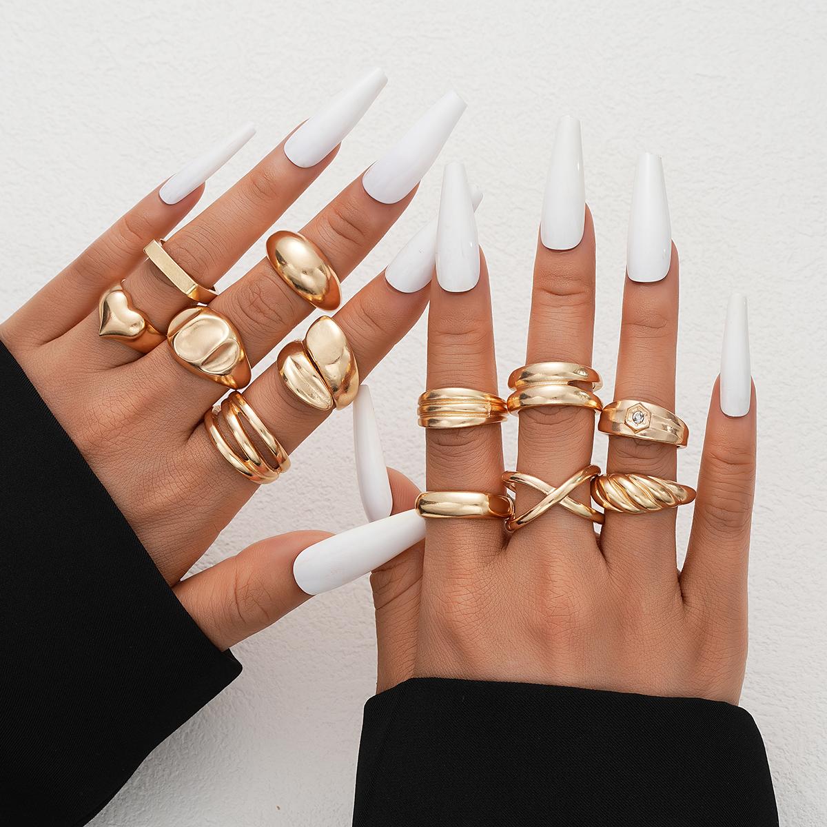 12Pcs/Set Vintage Geometric Smooth Opening Rings Set for Women Irregular Gold Color Heart Crystal Rings Trendy Party Jewelry New
12Pcs/Set Vintage Geometric Smooth Opening Rings Set for Women Irregular Gold Color Heart Crystal Rings Trendy Party Jewelry New