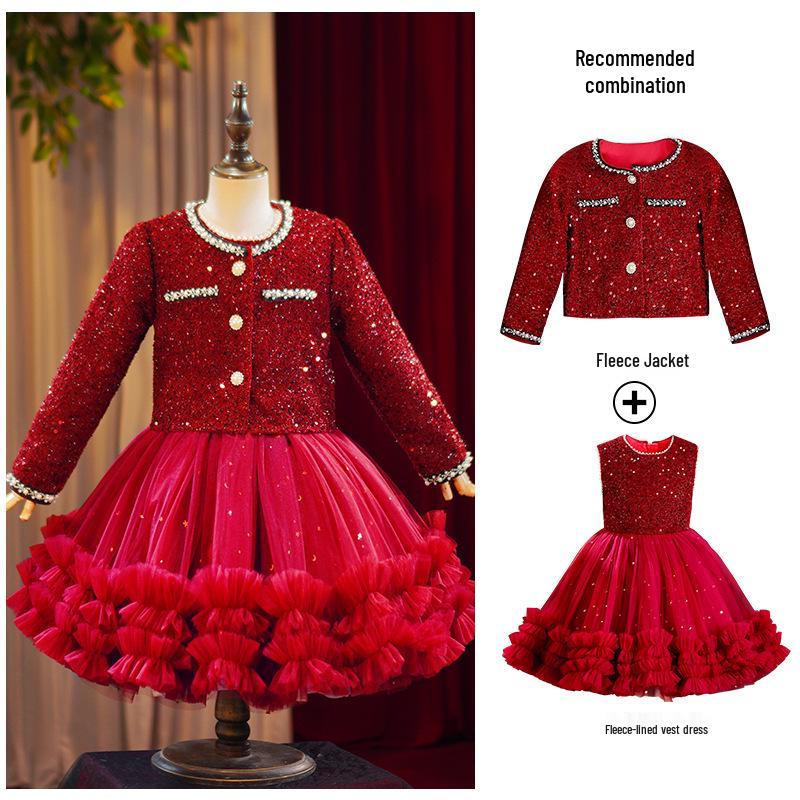 Girls Velvet Winter Princess Dress & Jacket Two-Piece Set 150 cm
Girls Velvet Winter Princess Dress & Jacket Two-Piece Set 150 cm