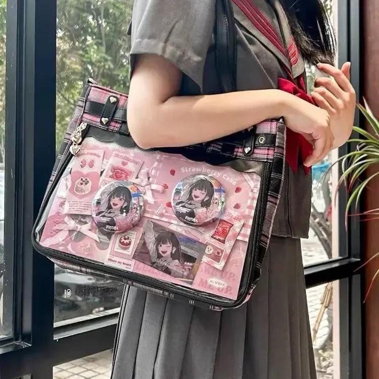Women Fashion Checkered Pattern Retro Ita Bag Cute Girl Transparent Large Capacity Tote Bag New Shoulder Bag DIY Display Handbag 31x25x6cm розовый
Women Fashion Checkered Pattern Retro Ita Bag Cute Girl Transparent Large Capacity Tote Bag New Shoulder Bag DIY Display Handbag 31x25x6cm розовый