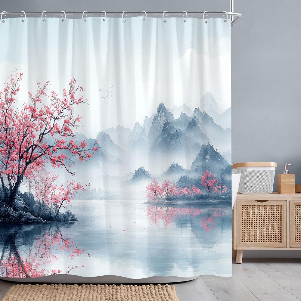 Japanese Cherry Blossom Watercolour Shower Curtain Mount Fuji Scenery Pavilion Chinese Ink Painting Bath Curtains Bathroom Decor 90x180cm
Japanese Cherry Blossom Watercolour Shower Curtain Mount Fuji Scenery Pavilion Chinese Ink Painting Bath Curtains Bathroom Decor 90x180cm