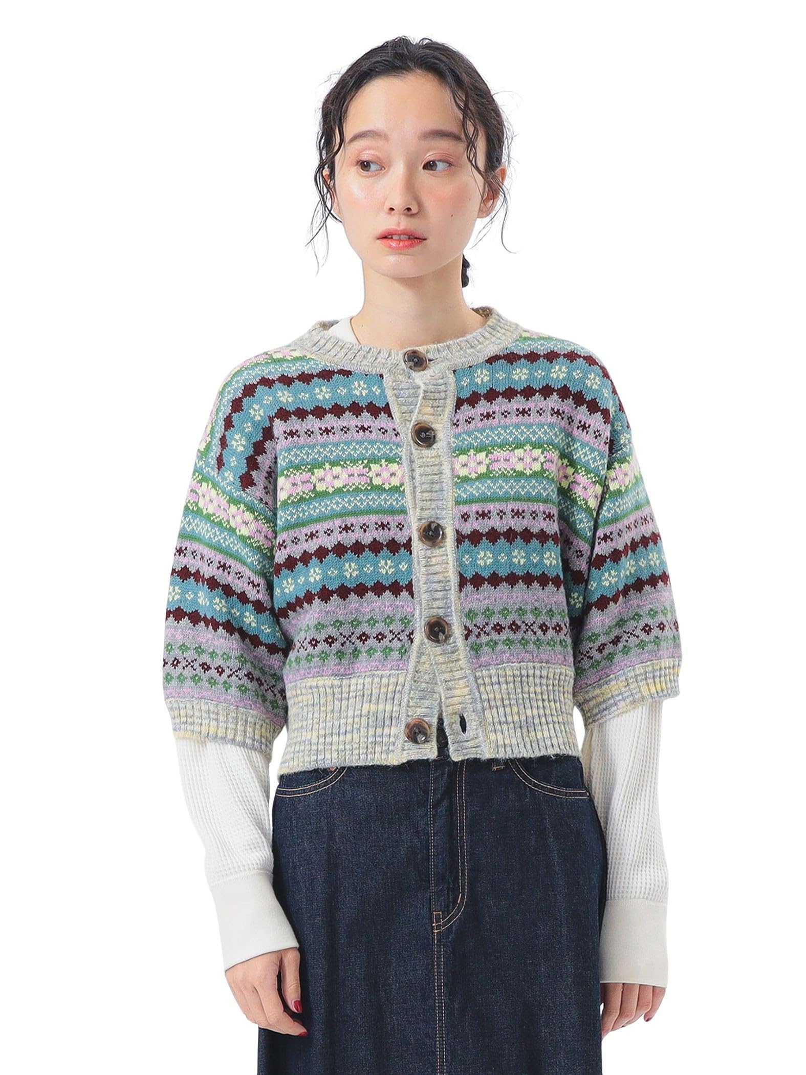 Beams Boy Women s Fair Isle Knit Vest, 5/8 Sleeve Cardigan, Gray, One Size
Beams Boy Women s Fair Isle Knit Vest, 5/8 Sleeve Cardigan, Gray, One Size