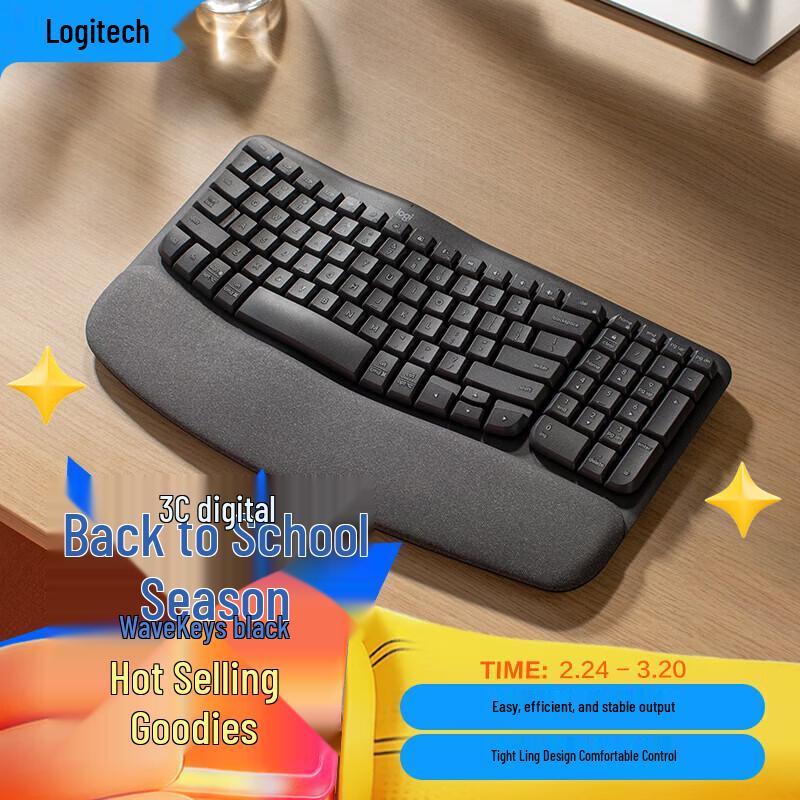 Logitech Wave Keys Ergonomic Wireless Keyboard
Logitech Wave Keys Ergonomic Wireless Keyboard