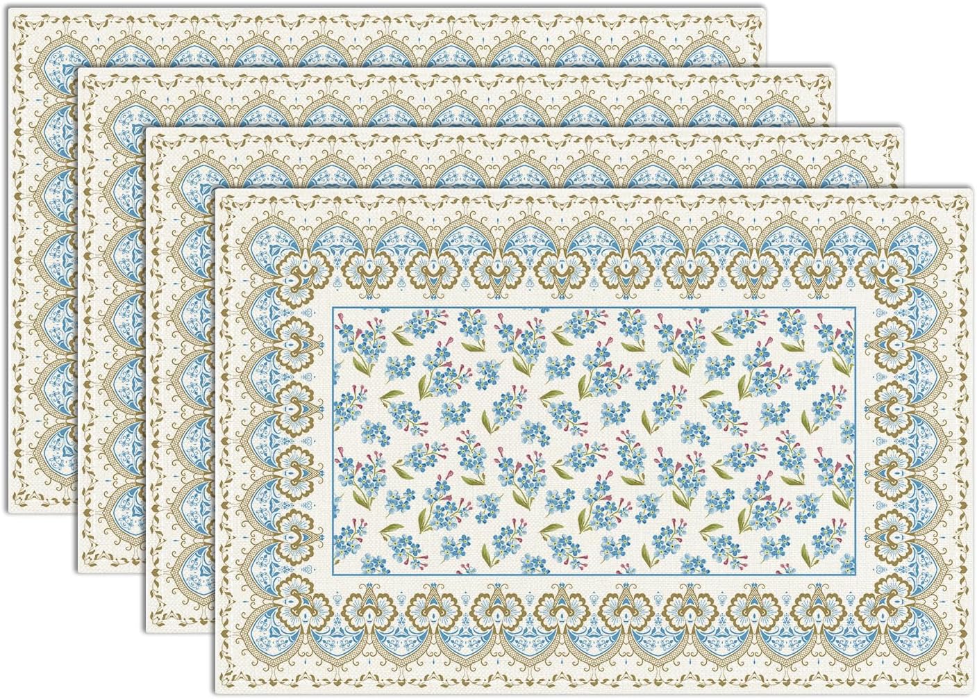 Vintage Floral Placemats with Ornate Gold Trim,12x18 Inch Cute Placemats Spring Table Mats Set of 4 Table Mats for Party Kitchen Dining Decoration-23 4Pcs
Vintage Floral Placemats with Ornate Gold Trim,12x18 Inch Cute Placemats Spring Table Mats Set of 4 Table Mats for Party Kitchen Dining Decoration-23 4Pcs