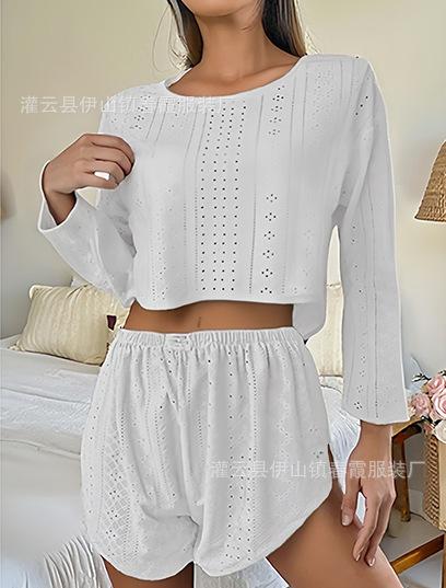 Hot-selling hollowed-out crew neck design women s pajamas, loungewear, split-ended set, comfortable in autumn and winter S белый
Hot-selling hollowed-out crew neck design women s pajamas, loungewear, split-ended set, comfortable in autumn and winter S белый