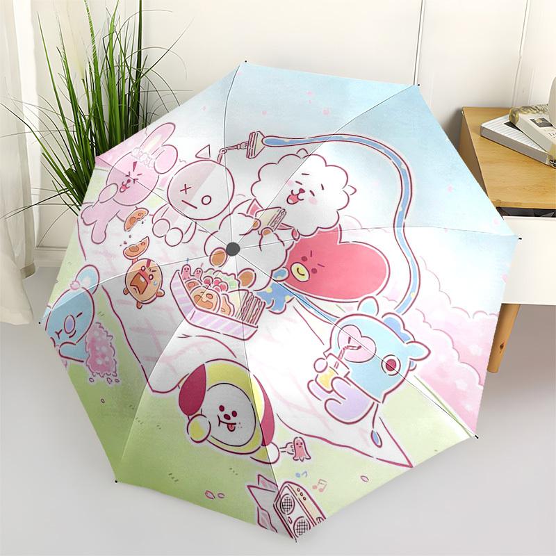 1pc Outdoor Umbrella with BT21 Characters - Automatic Opening/Closing, Portable 3-Fold Design, 8-Bone Iron Frame - Perfect for Fans, Travel, Dail
1pc Outdoor Umbrella with BT21 Characters - Automatic Opening/Closing, Portable 3-Fold Design, 8-Bone Iron Frame - Perfect for Fans, Travel, Dail