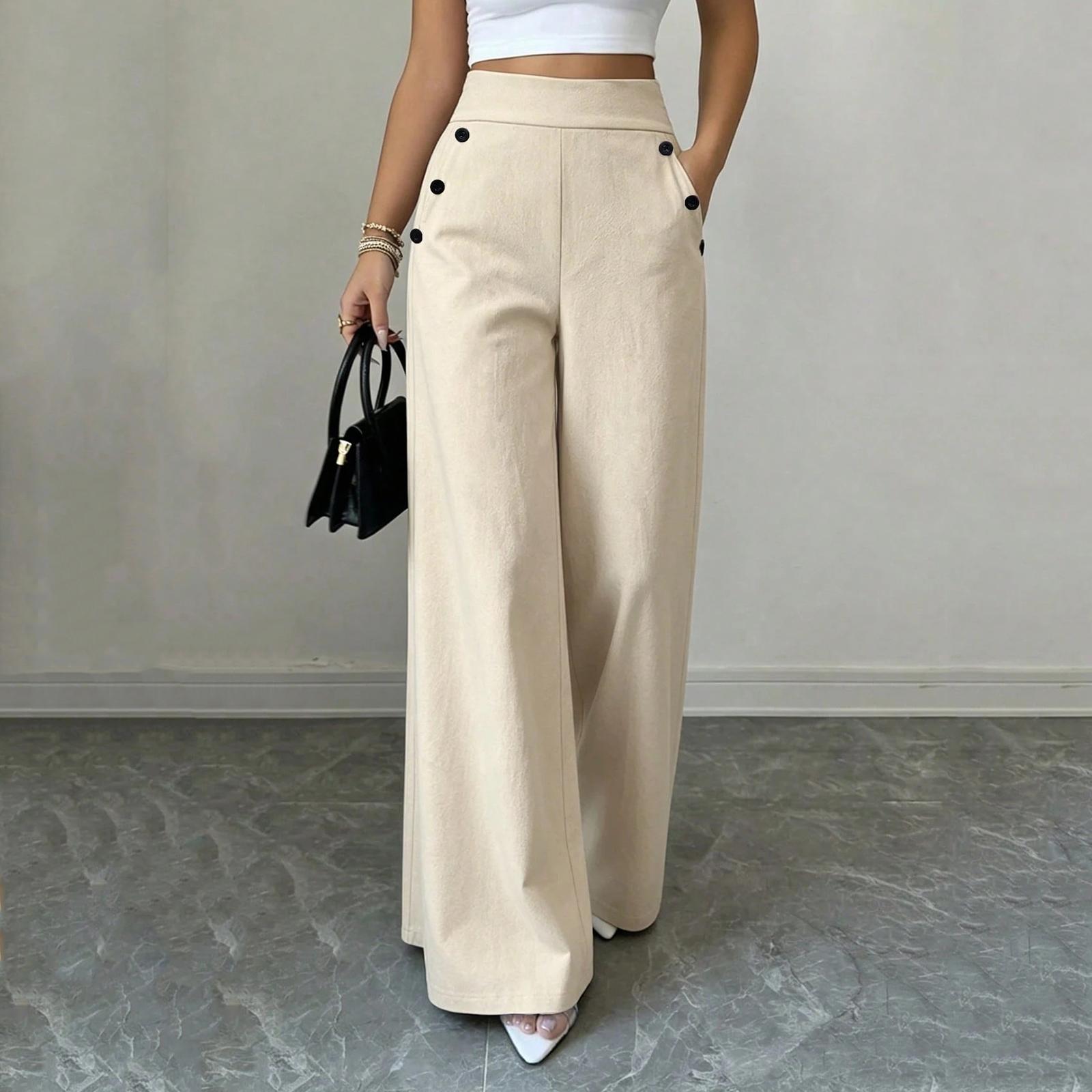 Women High Waist Wide Leg Pants Double Button Loose Fit Straight Leg Trousers Casual Style L бежевый
Women High Waist Wide Leg Pants Double Button Loose Fit Straight Leg Trousers Casual Style L бежевый
