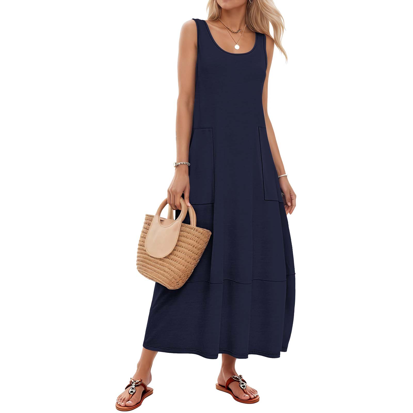 Women s Color Sleeveless Slim Fit Fashionable Long Dress L Темно-синій
Women s Color Sleeveless Slim Fit Fashionable Long Dress L Темно-синій