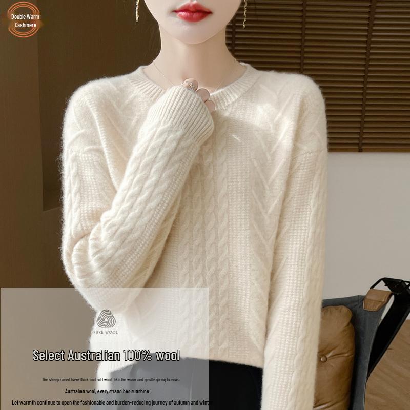Women s Pure Wool Cable Knit Pullover - Thick Autumn/Winter Round Neck, Loose Fit Cashmere Sweater M
Women s Pure Wool Cable Knit Pullover - Thick Autumn/Winter Round Neck, Loose Fit Cashmere Sweater M