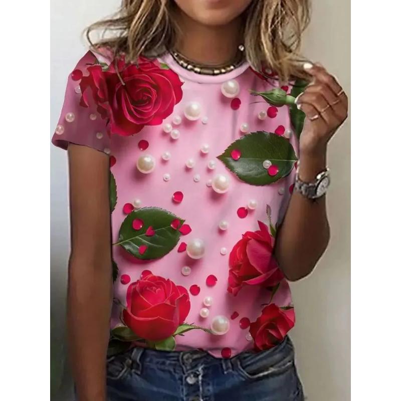 Fashion Women s Crew Neck T-Shirt Flower Short Sleeve Crew Neck Short Sleeve 3D Flower Color Printing XS
Fashion Women s Crew Neck T-Shirt Flower Short Sleeve Crew Neck Short Sleeve 3D Flower Color Printing XS