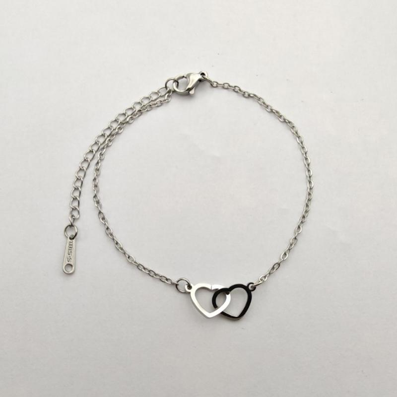 Браслет Двойное Кольцо Сердце Браслет Для Женщины Вечеринка Ювелирные Изделия Подарок Для Девушки