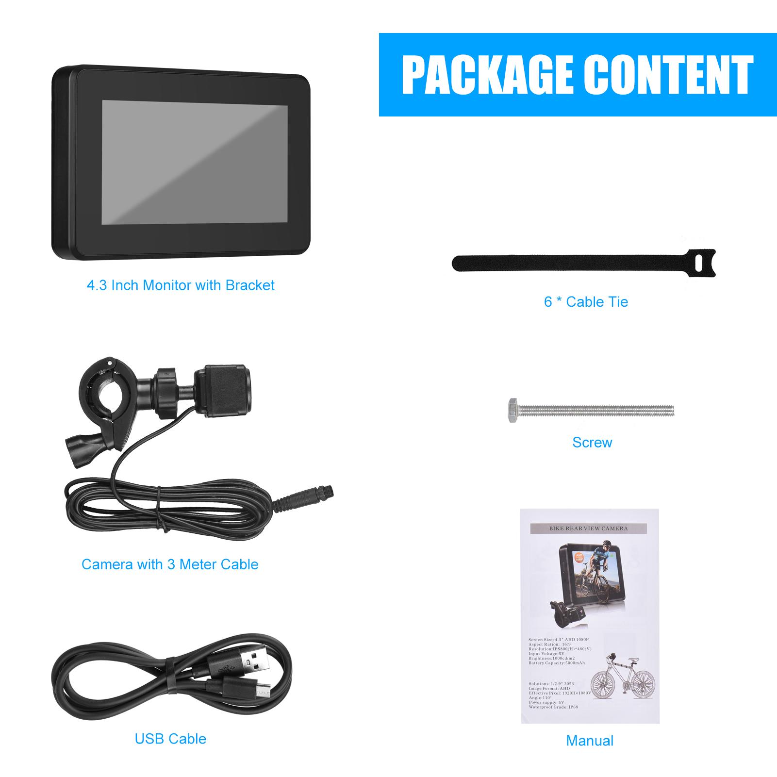 Handlebar Bike Mirror, 4.3 1080P Bicycle Front and Rear View Camera Recorder with Night Vision
Handlebar Bike Mirror, 4.3 1080P Bicycle Front and Rear View Camera Recorder with Night Vision