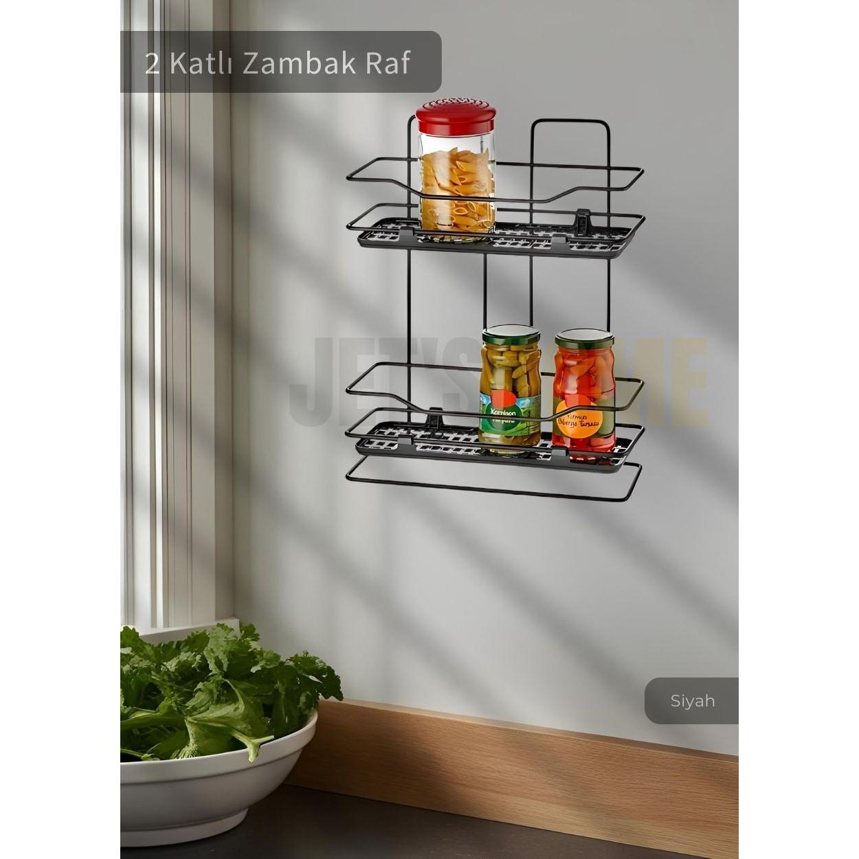 Mutfak Rafı Paslanmaz Banyo Rafı Baharatlık 2 Katlı Köşelik Şampuanlık Siyah 
Mutfak Rafı Paslanmaz Banyo Rafı Baharatlık 2 Katlı Köşelik Şampuanlık Siyah