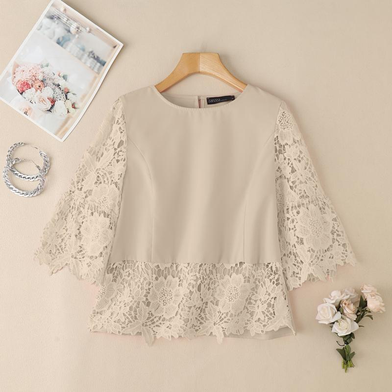 ZANZEA Женская повседневная блузка с кружевной вставкой крючком, рукав 3/4, свободного кроя XL хаки
ZANZEA Женская повседневная блузка с кружевной вставкой крючком, рукав 3/4, свободного кроя XL хаки