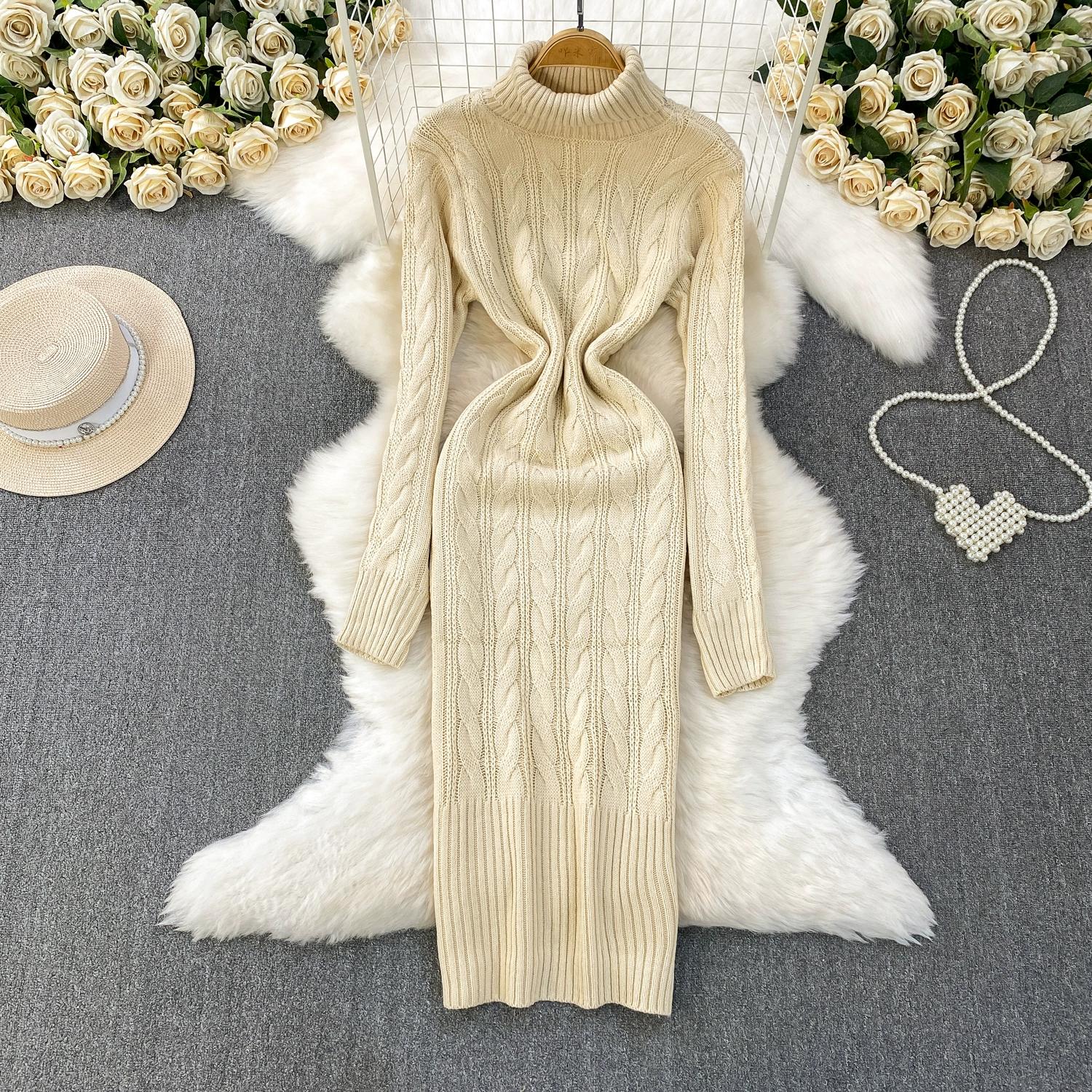 Autumn Winter Women Casual Turtleneck Twist Knitted Sweater Long Midi Slim Bodycon Pullover Dresses One Size абрикосовий
Autumn Winter Women Casual Turtleneck Twist Knitted Sweater Long Midi Slim Bodycon Pullover Dresses One Size абрикосовий