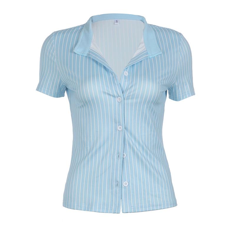 Sweetown Рубашки с коротким рукавом в синюю полоску для женщин, на пуговицах, с отложным воротником, приталенные, простые, повседневные, в стиле преппи, топы, базовые летние футболки S синий
Sweetown Рубашки с коротким рукавом в синюю полоску для женщин, на пуговицах, с отложным воротником, приталенные, простые, повседневные, в стиле преппи, топы, базовые летние футболки S синий