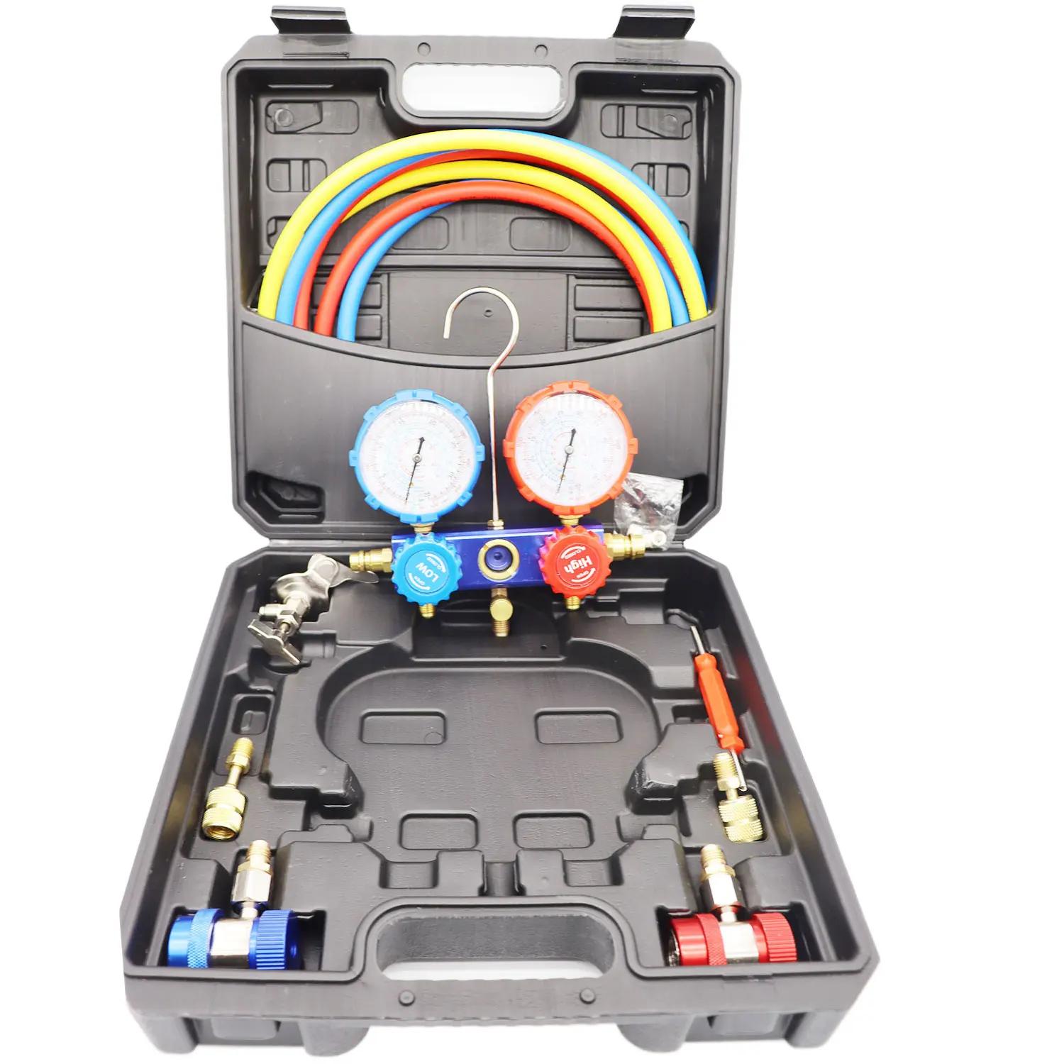 Refrigerant Pressure Gauge & Manifold Hose Kit designed for R134A and R22 air conditioning refrigerant automotive applications
Refrigerant Pressure Gauge & Manifold Hose Kit designed for R134A and R22 air conditioning refrigerant automotive applications