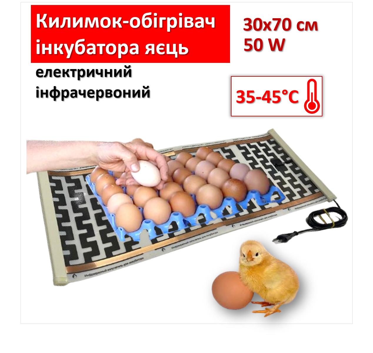 Коврик-обігрівач інкубатора яєць електричний інфрачервоний 30х70 см/ 50 Вт Monocrystal
Коврик-обігрівач інкубатора яєць електричний інфрачервоний 30х70 см/ 50 Вт Monocrystal