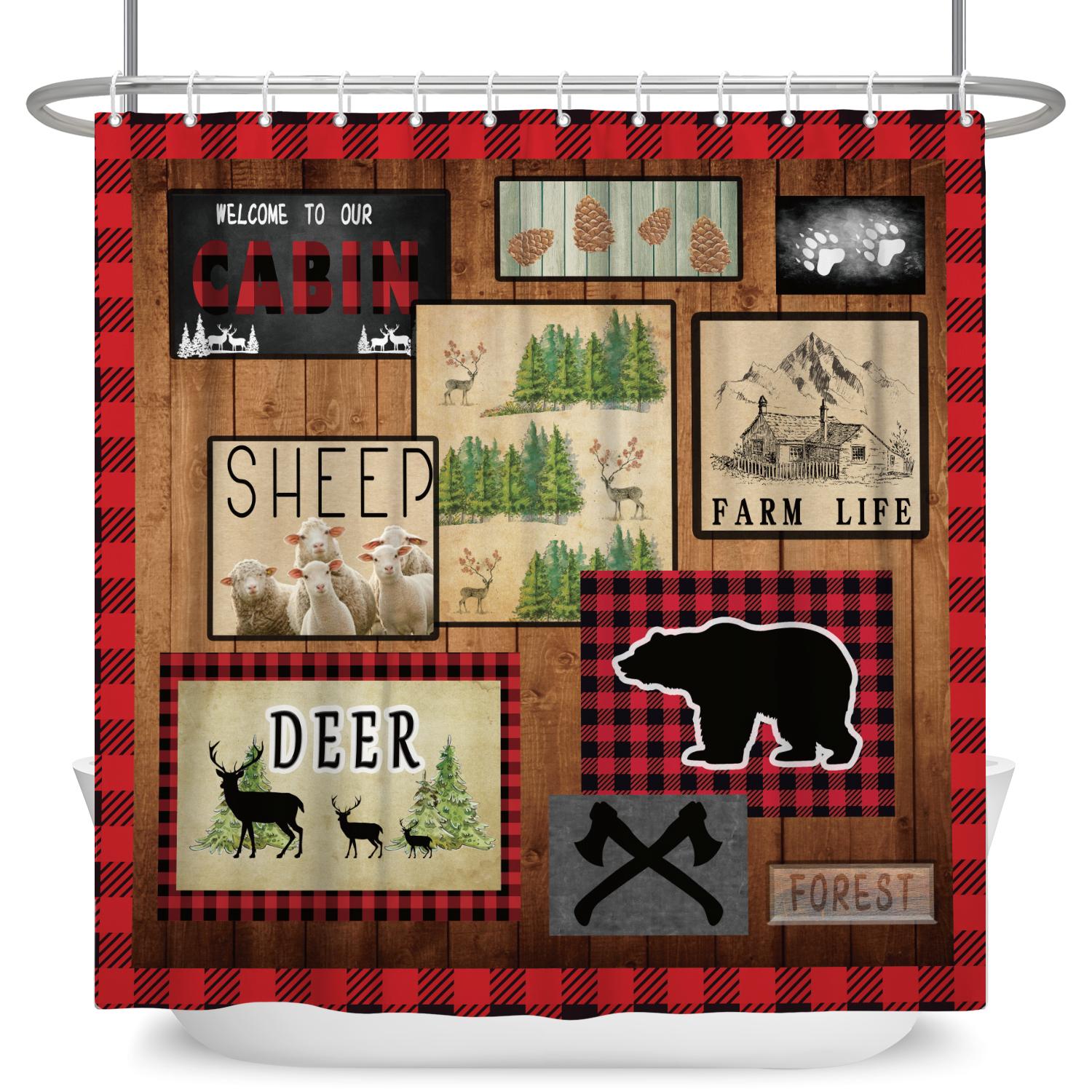 Rustic Cabins Shower Curtain Bear Deer Farmhouse Woodland Shower Curtains Set For Bathroom Decor Waterproof Fabric With Hooks W60H190(CM)-1 Pcs
Rustic Cabins Shower Curtain Bear Deer Farmhouse Woodland Shower Curtains Set For Bathroom Decor Waterproof Fabric With Hooks W60H190(CM)-1 Pcs