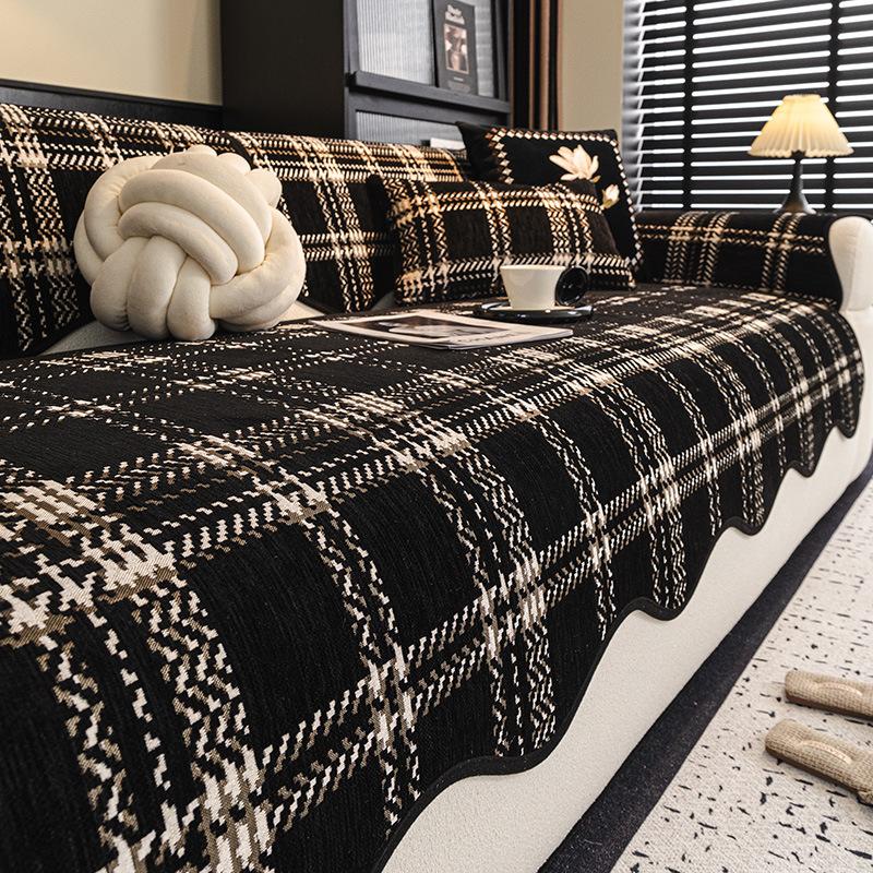 Новая британская клетчатая подушка для дивана, универсальная для всех сезонов, нескользящая и устойчивая к царапинам от кошек, подушка для сиденья дивана особой формы, ткань-подкладка, полотенце 70*70cm