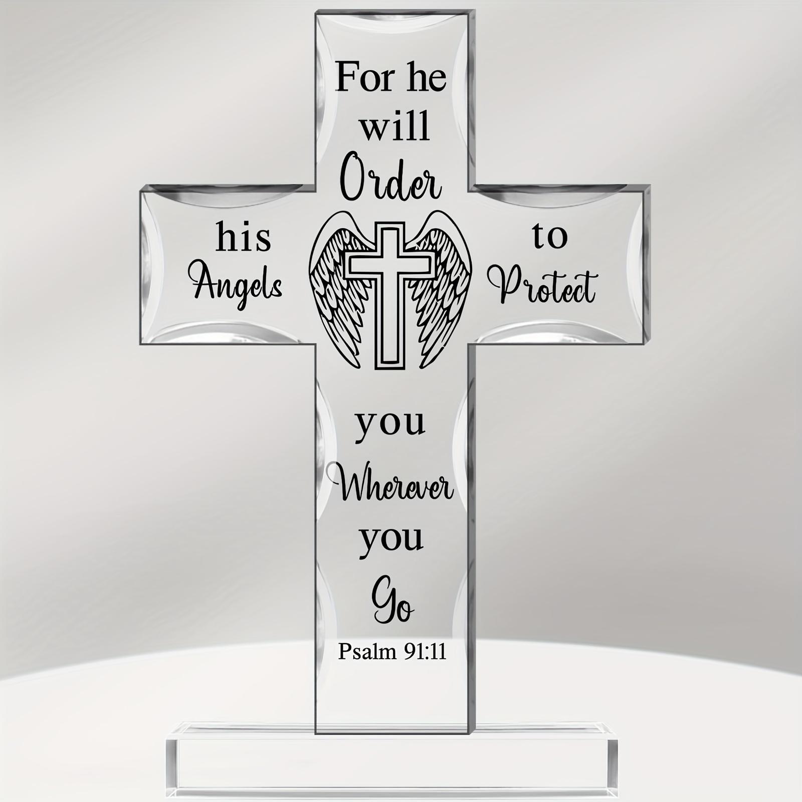 Vintage Acrylic Sign, 1pc Christian Gift for Women - Religious Standing Cross with Bible Verse For He Will Order His Angels to Protect You Wherever 10.5*15cm
Vintage Acrylic Sign, 1pc Christian Gift for Women - Religious Standing Cross with Bible Verse For He Will Order His Angels to Protect You Wherever 10.5*15cm