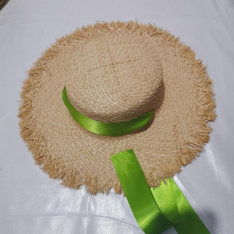 Kid Summer Raw Edges Big Wide Brim Flat Top Lace Black White Green Bandage Raffia Straw Hat Girl Beach Travel Sun Protection Hat 50-53cm
Kid Summer Raw Edges Big Wide Brim Flat Top Lace Black White Green Bandage Raffia Straw Hat Girl Beach Travel Sun Protection Hat 50-53cm